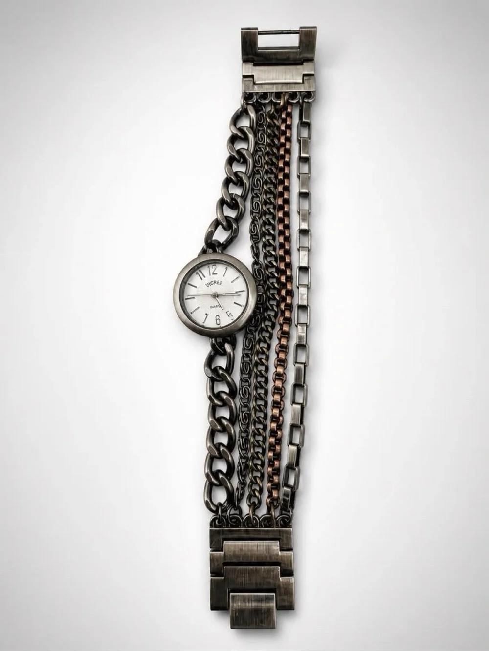 Decree Multi-Chain Gunmetal and Rose Gold Accent Women's Bracelet Watch 1109